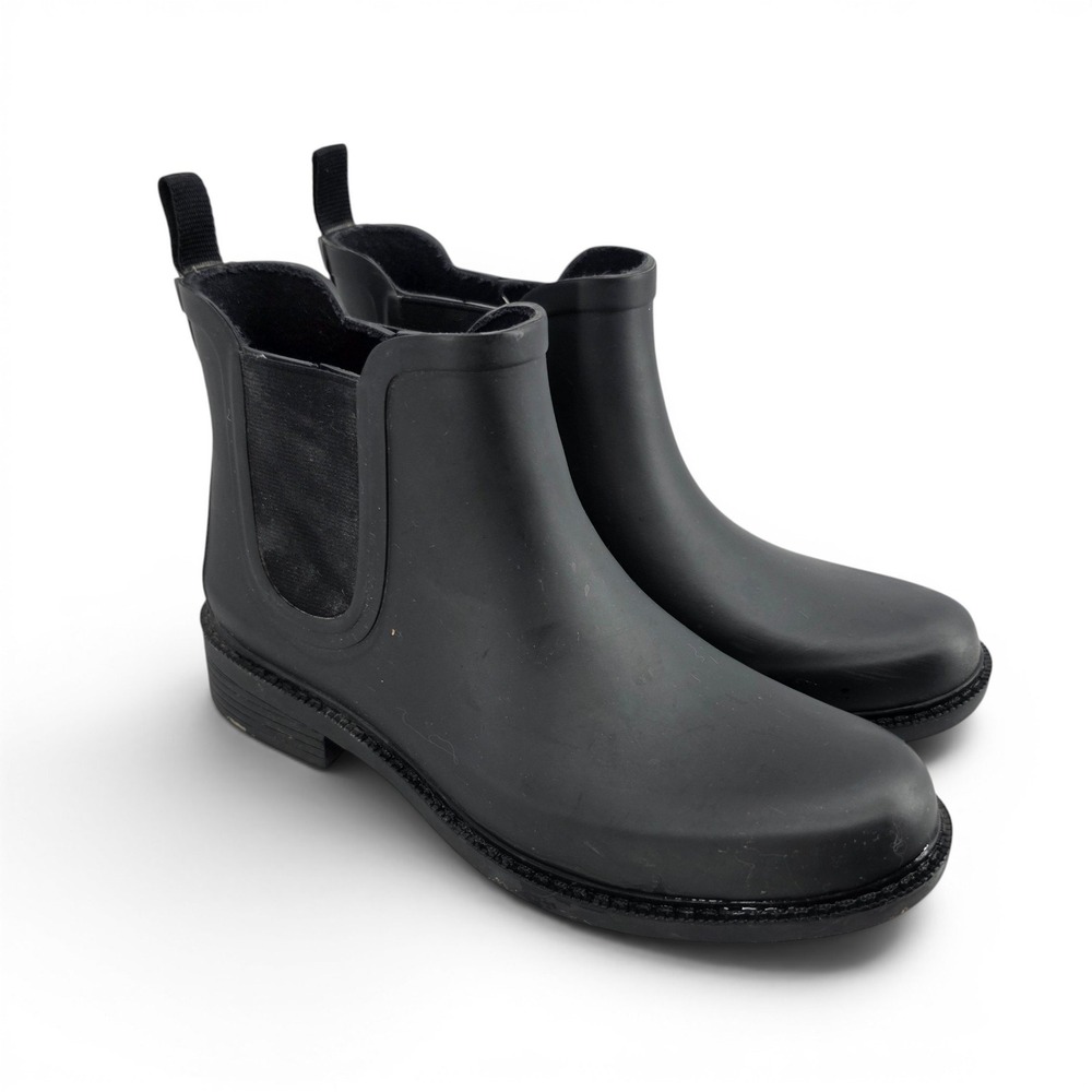 Madewell Black Chelsea Rain Boots Rubber Waterproof Ankle Boots Women's 8‎ EUC